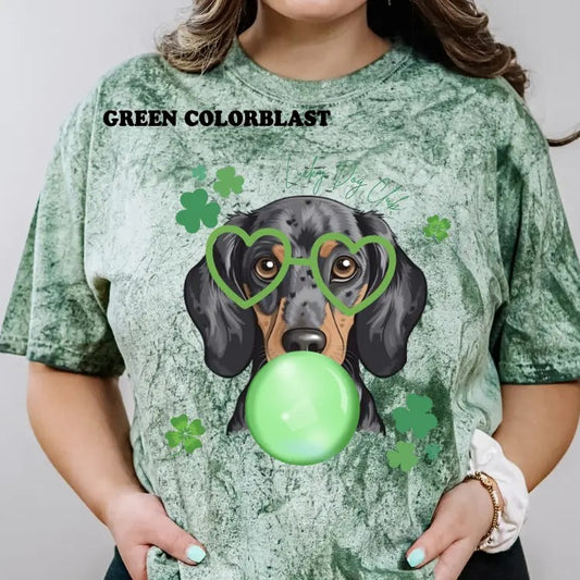 Lucky Dog Dapple Dachshund Shirt ~ Unisex Apparel Relaxed Fit Printed In The USA Clothing Womenswear Casual Comfort Cotton Top Athletic Boho Chic