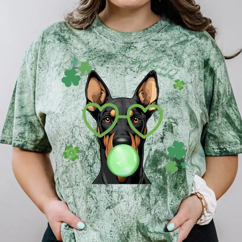 Lucky Dog Doberman Shirt ~ Unisex Apparel Relaxed Fit Printed In The USA Clothing Womenswear Casual Comfort Cotton Top Athletic Boho Chic
