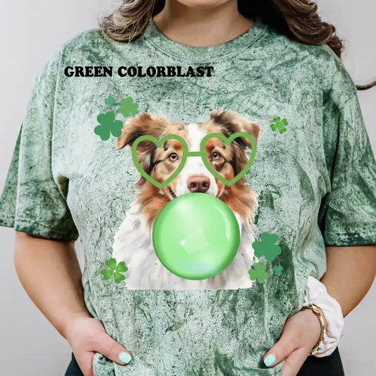 Lucky Dog Red Tri Aussie Shirt ~ Unisex Apparel Relaxed Fit Printed In The USA Clothing Womenswear Casual Comfort Cotton Top Athletic Boho Chic