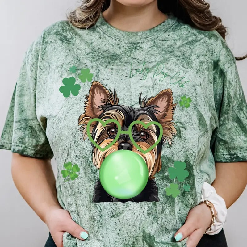 Lucky Dog Yorkie Shirt ~ Unisex Apparel Relaxed Fit Printed In The USA Clothing Womenswear Casual Comfort Cotton Top Athletic Boho Chic