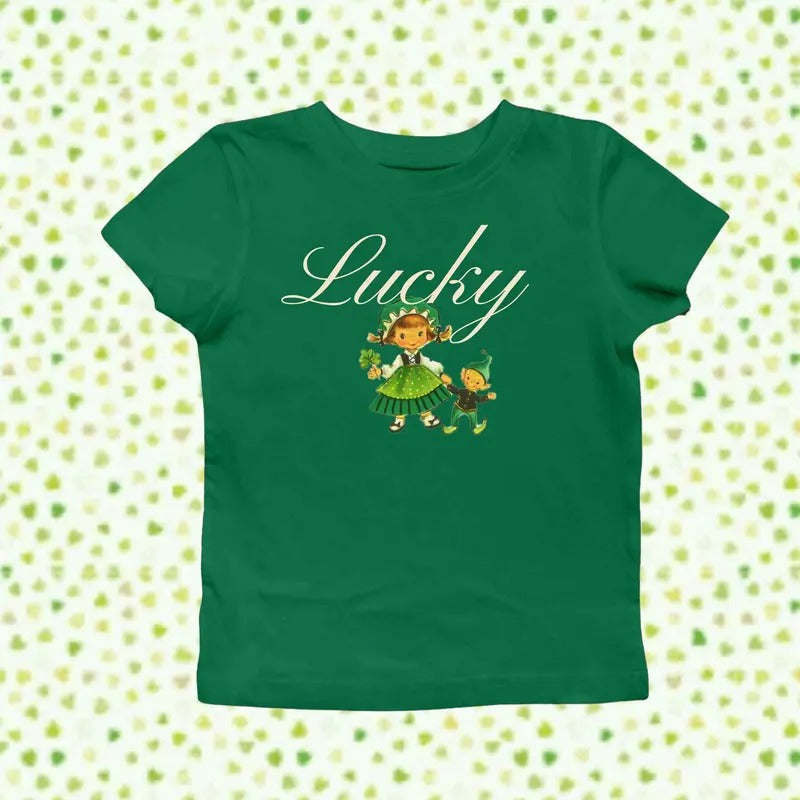 Lucky St. Patrick's Day Coquette Tee - Unisex Crewneck T-Shirt Hoodie, Sweatshirt | WearSparks.com