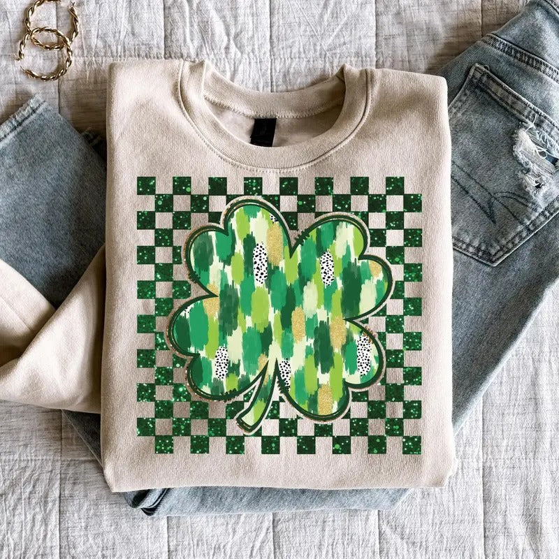 Lucky Sweatshirt Shamrock Sweatshirt St Pattys Day Sweatshirt Cute St Patrick's Day St Patrick's Day Gift Irish...
