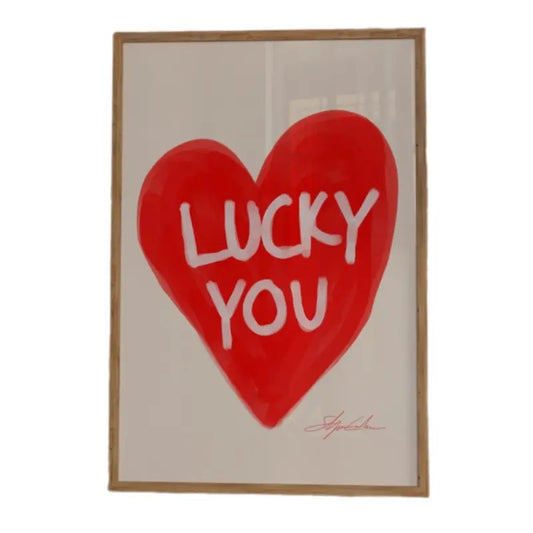 Lucky You Print, Red Heart Print, Trendy Red Print, Playing Card, Gifts For Women Her Bedroom Decor, Poster Prints No...