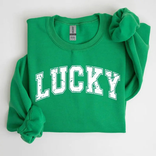 Lucky, St. Paddy's Day, Coquette, Bow, Clover, Shamrock, Irish, Lucky Charm, St Patrick's Day Sweatshirt, Crew Neck,...