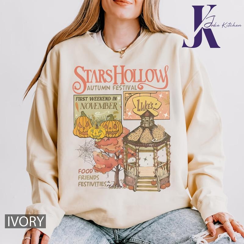 Luke's Stars Hollows Comfort Color Shirt, Autumn Festival Shirt, Stars Hollow First Weekend of November, Retro Style Lukes Diner Sweatshirt