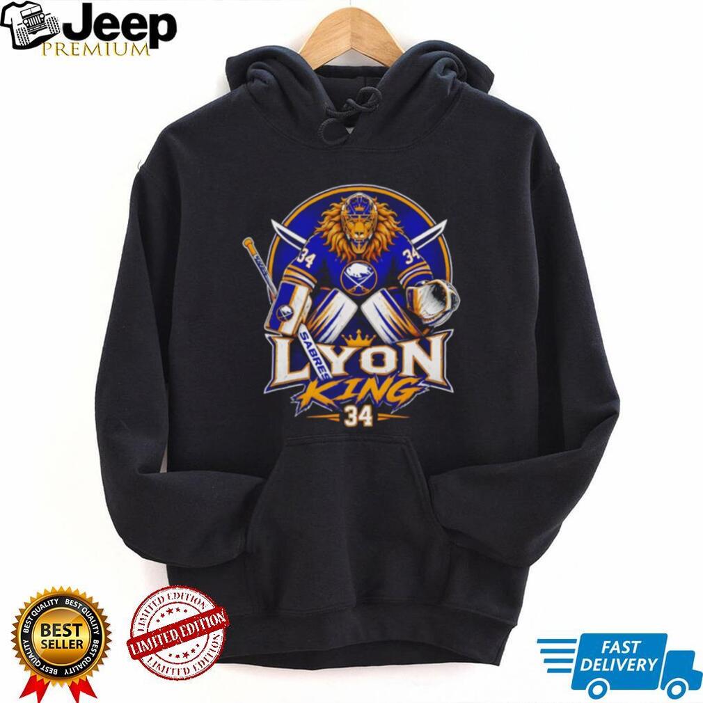 Lyon King #34 Alex Lyon Buffalo Sabres Goalie King Lion T Shirt