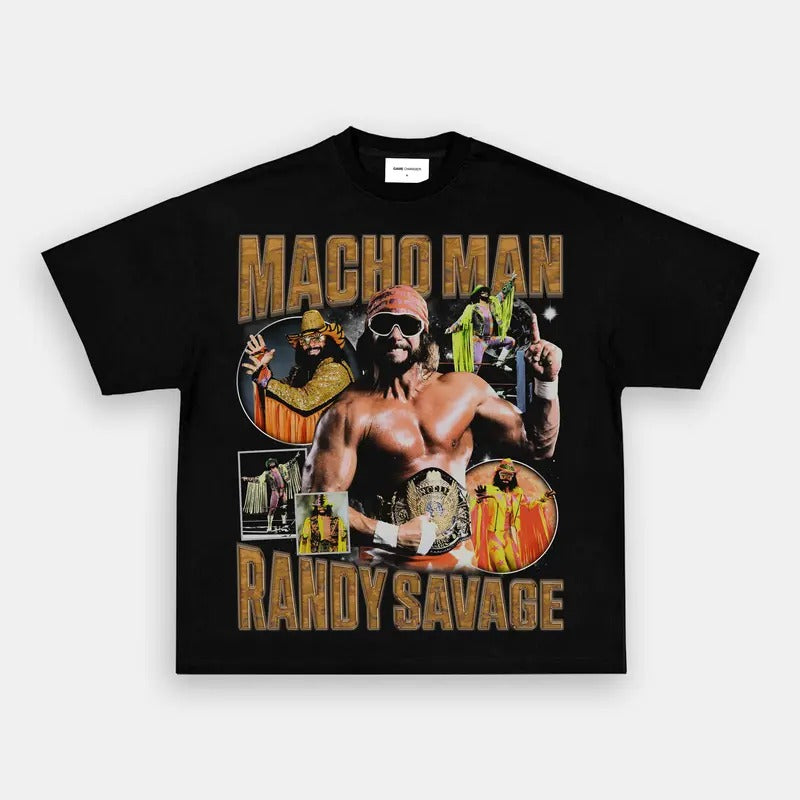 MACHO MAN TEE, Wrestling Graphic Tee, Sports T-shirt, Athlete Shirt, Wrestling Gift, Fitness Tee Crewneck Clothing Cotton Menswear