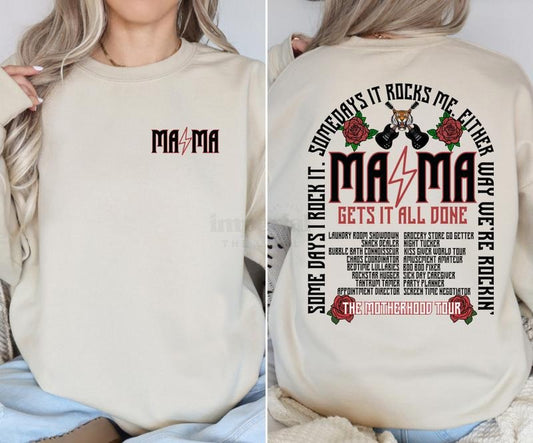 MAMA Sweatshirt, Must-Have Motivational Crewneck, Front and Back Statement Graphic, Cozy Unisex Streetwear, Soft Girl Essential, Gym & Chill Pullover, Comfy Confidence-Boosting Daily Wear Full Color Print Casual Comfort