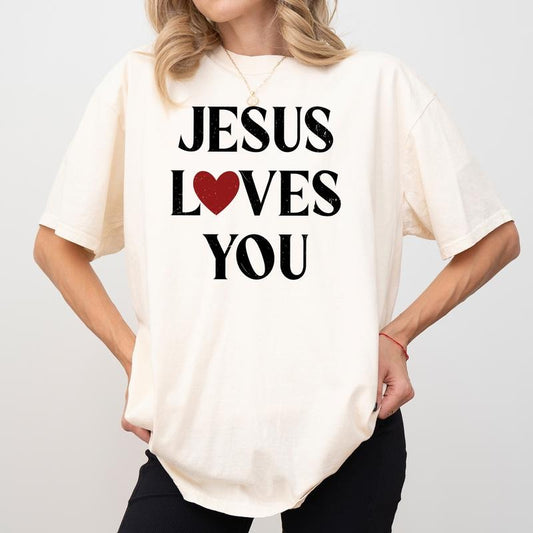 MAPTEES Jesus Loves You Vintage Comfort Colors Shirt, Bible Verse T-shirt, Faith Based Graphic Tee, Jesus is King Tee, Religious Outfits