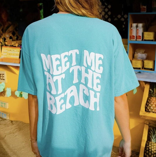 MEET ME AT THE BEACH OVERSIZED COMFORT COLOR UNISEX BEACH SHIRT COTTON Casual Fabric