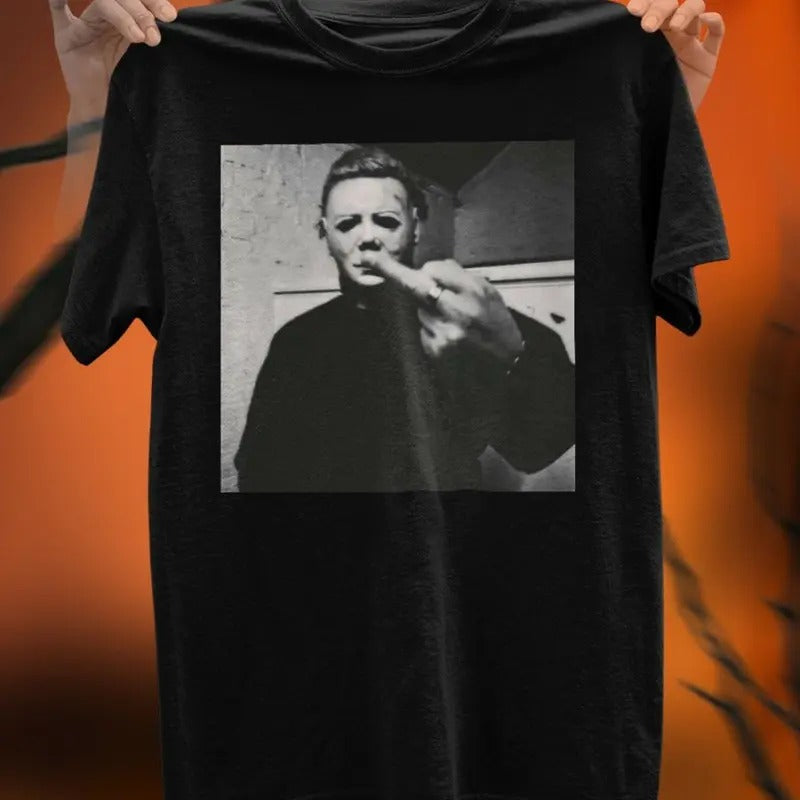 MICHEAL MYERS T-SHIRT, Michael Myers Halloween Middle Finger Horror Movie T-Shirt, Horror Movie T-shirt, Horror Movie Tee