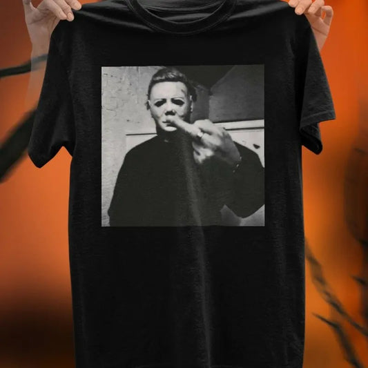 MICHEAL MYERS T-SHIRT, Michael Myers Halloween Middle Finger Horror Movie T-Shirt, Horror Movie T-shirt, Horror Movie Tee