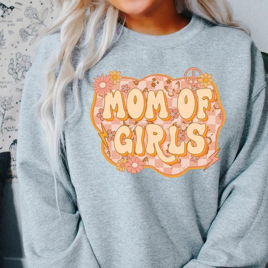 MOM OF GIRLS SWEATSHIRT (Crewneck Sweatshirt, Unisex Fit, Causal Sweatshirt for Christmas, Christmas Holiday Sweatshirt) Cotton Oversized Womenswear Floral