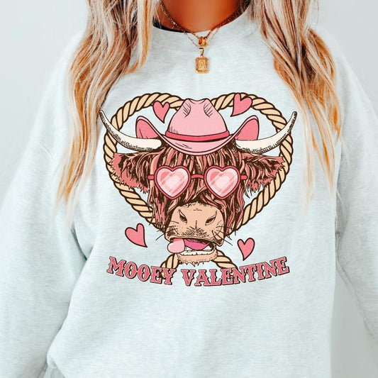 MOOEY VALENTINES COW CREWNECK (Crewneck Sweatshirt, Unisex Fit, Casual Sweatshirt for Valentines, Holiday Sweatshirt) Cotton Comfort