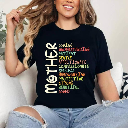 MOTHER Meaning Shirt I Love Mom Mothers Day T-Shirt [Unisex Cotton, Short Sleeve, Crewneck, Top Womenswear]