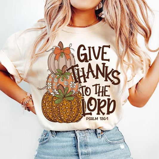 MS07 Give Thanks To The Lord Shirt Fall Pumpkin Sweatshirt Thanksgiving Coquette Leopard Pumpkin Sweatshirt Hoodie Comfort Colors Pullover Womenswear