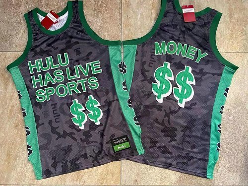 M&N Hulu Mesh Jersey Black Green Embroidered Jersey