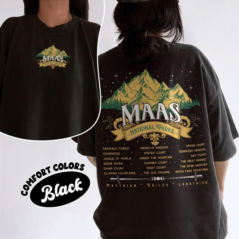 Maas National Parks Comfort Colors Shirt, SJM Universe Inspired Shirts, Terrasen Velaris Crescent City Fans T Shirt, Fantasy Reader Gift Womenswear