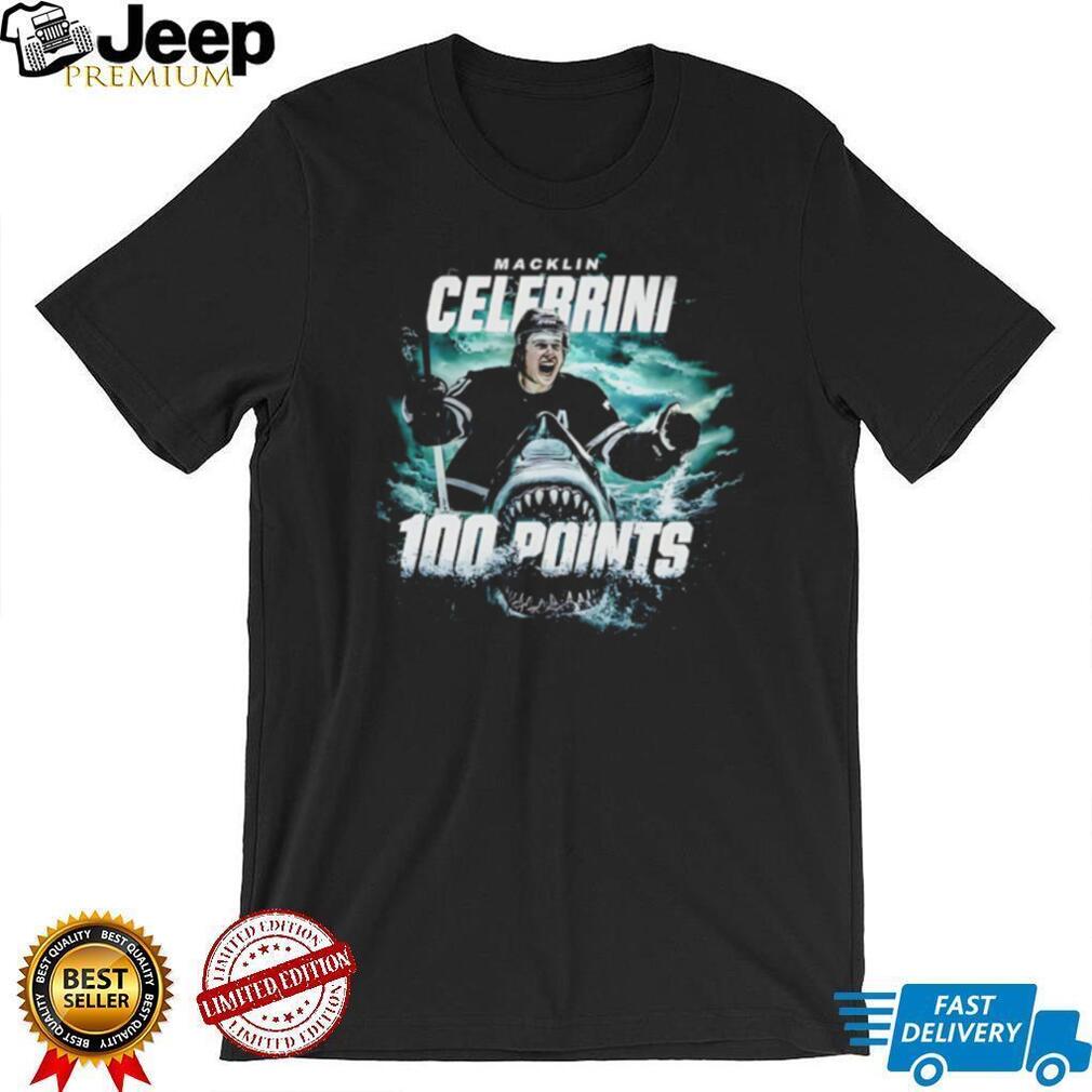 Macklin Celebrini 100 Points Hockey Shark Attack Graphic T Shirt