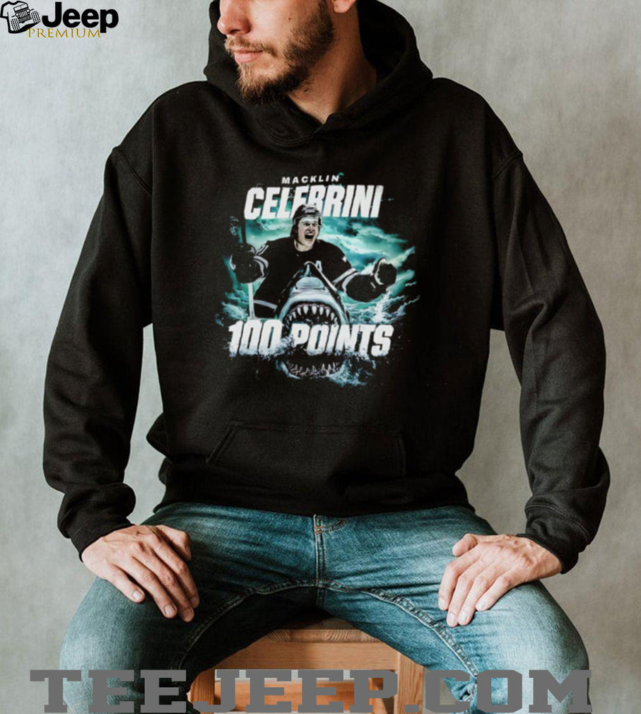 Macklin Celebrini 100 Points Hockey Shark Attack Graphic T Shirt