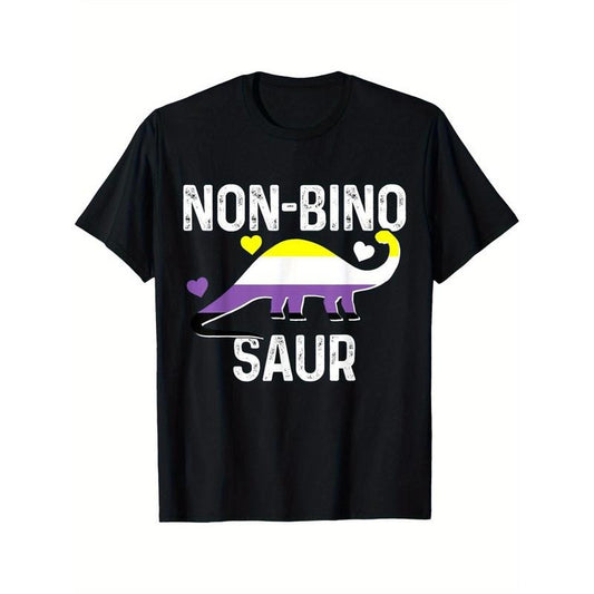 Made in USA Non-Binary Non-Binosaur Flag Dinosaur Funny Pride Month 2024 Men's T-Shirt Comfort Fit Breathable Round Neck Top for All-Season Wear Sweatshirt Hoodie Comfort Colors Streetwear - Menswear
