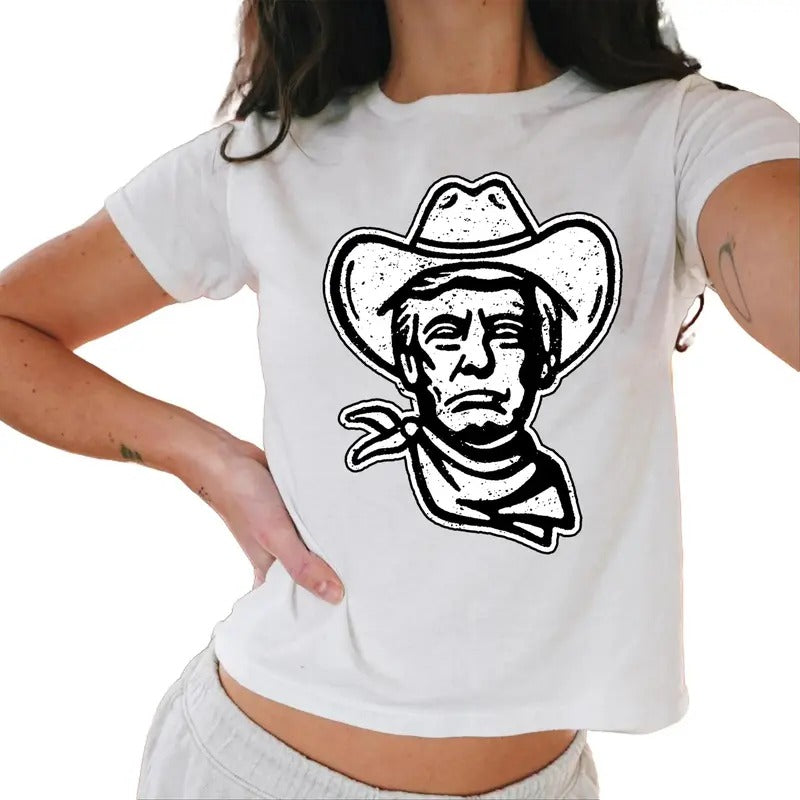 Maga Baby Tee, Trump Cowboy Baby Tee, Western Donald Trump, Election 2024 Baby Tee Casual Comfort