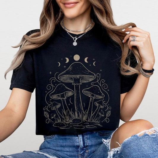 Magic Mushroom Shirt, Comfort Shirt for Her, Vintage Aesthetic Mushroom Shirt, Vintage Nature shirt, Botanical T-shirt, Nature Lover Mushroom Tee, Mental Health Shirt, Nature Lover Gift, Cottagecore TShirt, Shirt for Mom, Oversized Graphic Tee