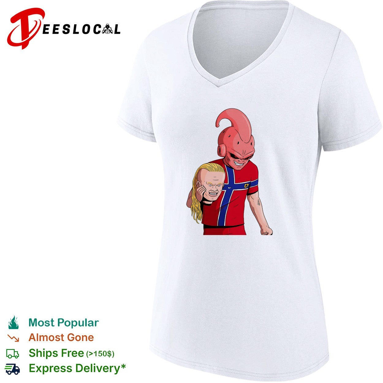 Majin Buu holding Erling Haaland head Norway shirt