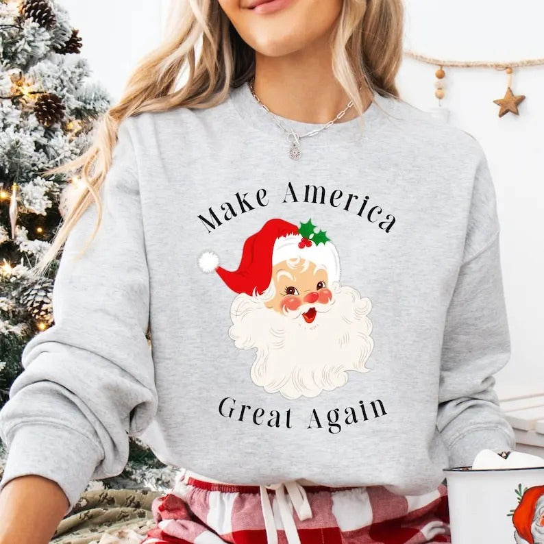 Make American Great Again Christmas Sweatshirt, Trump Christmas Sweatshirts, Election 2024, Donald Trump, Trump 2024, America Great Again