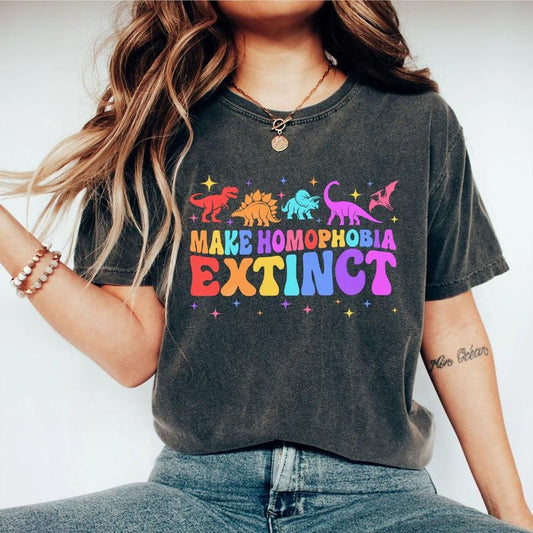 Make Homophobia Extinct Shirt, Pride Month Comfort Shirts, Gay Pride Shirt, Pronouns Shirt,Trans Shirt, Lgbtq Shirt, Lgbt Pride Shirt, Equality Shirt, Rainbow Shirt, Lesbian T-Shirts