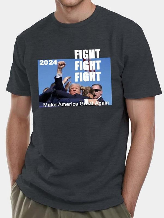 Make Make America Great Again Print Round Neck Tee, Regular Fit Casual Short Sleeve T-shirt for Summer, Men's Top for Daily Wear Sweatshirt, Hoodie, Comfort Colors