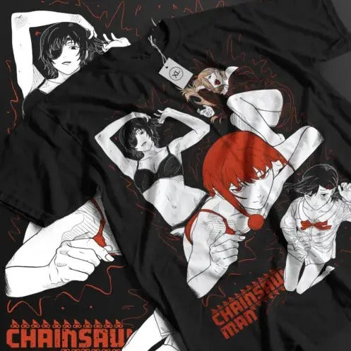 Makima Power Kobeni Reze T-Shirt Chainsaw Denji Horror Anime Gift Shirt All Size