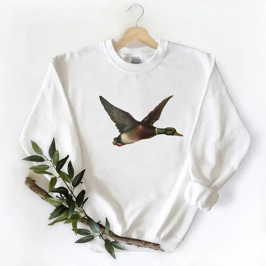 Mallard Duck Graphic Vintage T-Shirts Duck Hunting Retro Unisex Sweatshirt Born To Hunt , Hunting Season, Cotton