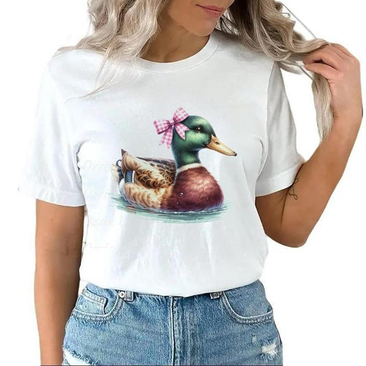 Mallard Duck T-shirt Coquette Bow Hunting Western T-Shirt Sweatshirt Unisex Hoodie Cotton Top