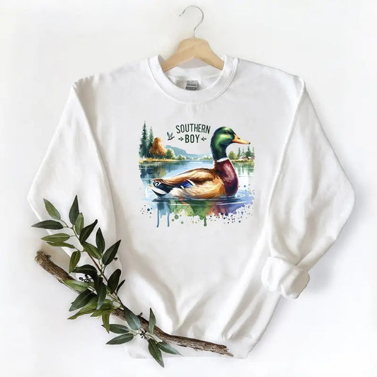 Mallard Duck Western Southern Boy Hunting Sweatshirt, hoodie, Tshirt Unisex Cotton Fabric