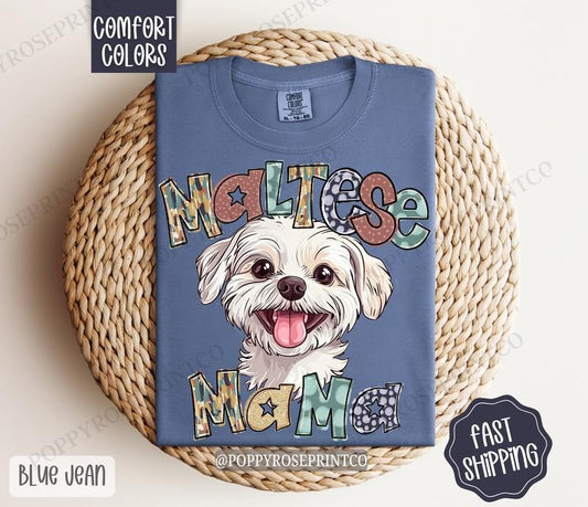 Maltese Mama Comfort Colors, Dog Mom Tee, Cute Mama Women's Tshirt