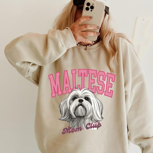 Maltese Mom Club Sweatshirt ~ Sweatshirt Unisex Apparel Relaxed Fit Printed in the USA Clothing Womenswear Casual and Comfortablestyle{n002}2