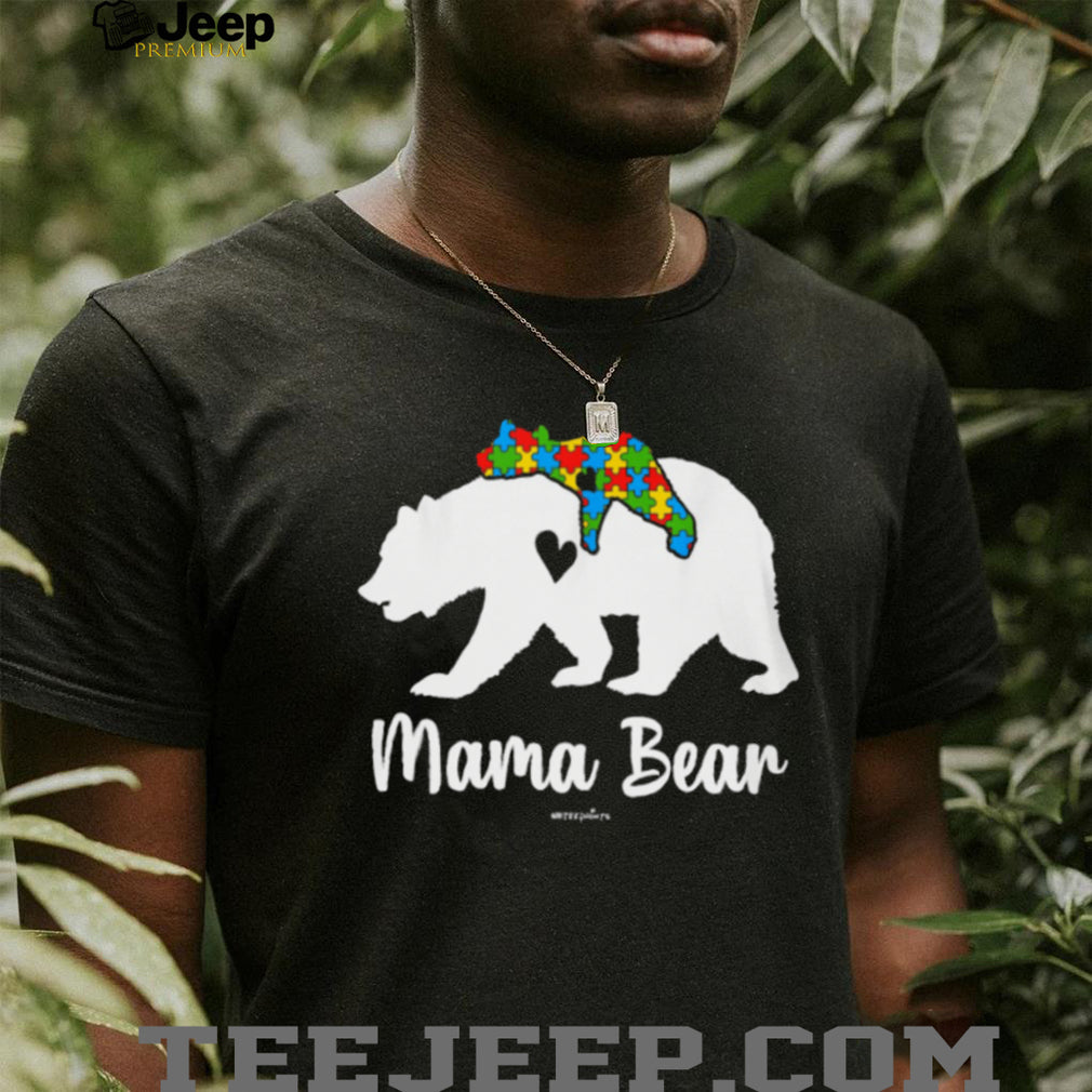 Mama Bear Autism Awareness Puzzle Piece Silhouette Support T Shirt