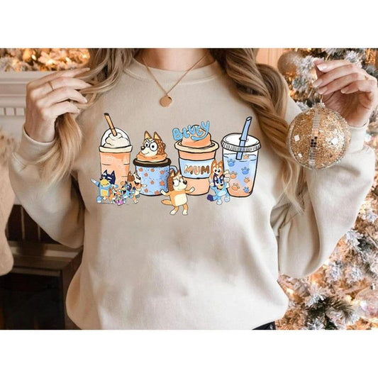Mama Bluey Shirt, Mom Coffee Sweatshirt, Bluey Coffee Shirt, Bluey Mama Sweatshirt, Bluey Mom Shirt, Cute Mom T-Shirt,...