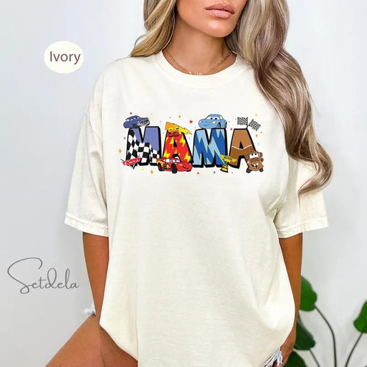 Mama Cartoon Car Movie Shirt, Family Vacation Shirt, Retro Mama Shirt, Gift For Mother's Day Shirt, D.ney Car Shirt Sweatshirt