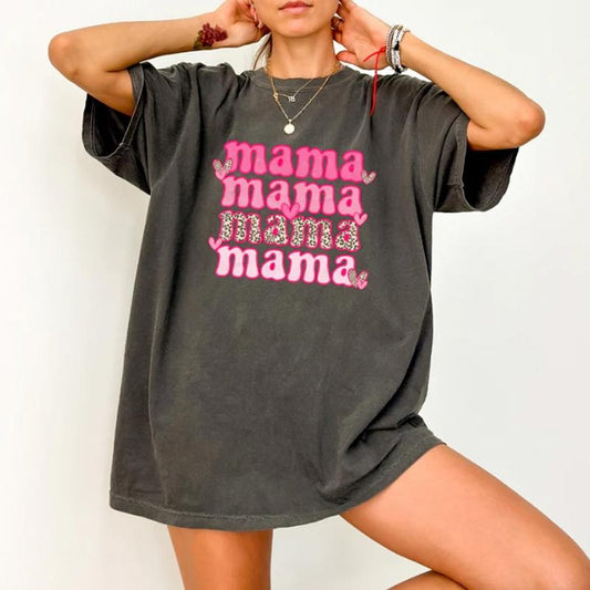 Mama Colorful Printed Sweatshirt, Funny Sweatshirt, Mother Sweater, Cute Valentine, Printed Comfort Colors T-Shirt, Full Color Print