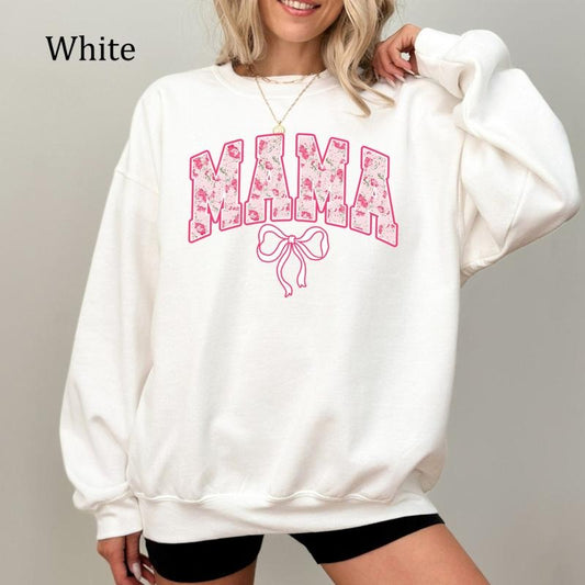 Mama Coquette Pink Bows Sweatshirt, Soft Girl Era Crewneck, Aesthetic Mom Sweatshirt, Cute Mother's Day Gift, Feminine Cozy Sweater for Women, Cozy Fleece Sweatshirt, Everyday Casual Comfort