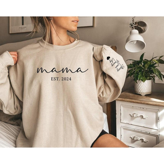 Mama Est Sweatshirt, Custom Mama Est 2025 Sweatshirt, Custom Mom Sweatshirt, Mom Gift, New Mom Gift, Mama Sweatshirt,...