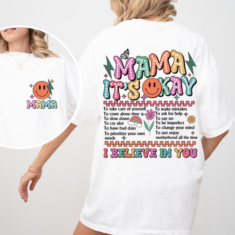Mama Oversized Tee, Mother's Day Gift, Motivational shirt for her, Mom Shirts, Casual Wear Cute Minimalist Retro Lady...