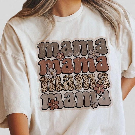 Mama Retro Flower Shirt, Comfort Color Mama Shirt, Leopard Mama Shirt, Mom Shirt, Mother's Day Shirt, Retro Mama Shirt, Mama Tees, Women Top, Mama T-Shirt Gift For Mom, Mother's Day Gifts Womenswear Breathable Casual Comfortable Underwear Lady