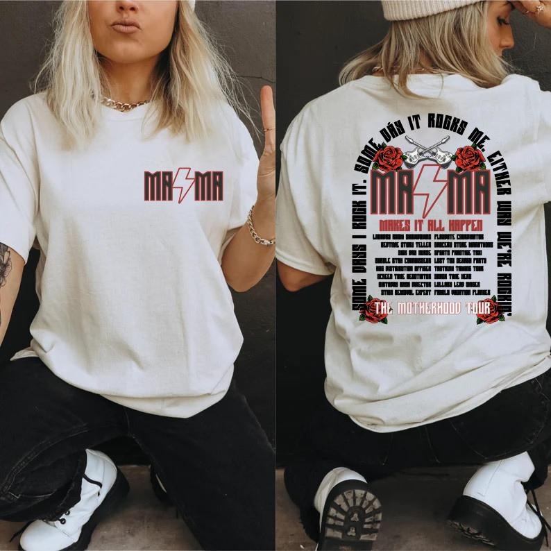 Mama Rock Shirt, Mama Tour Shirt, Funny Motherhood Shirt, Mothers Day Gift, Cool Trendy Mom Gifts, Mama T-Shirt Top Womenswear