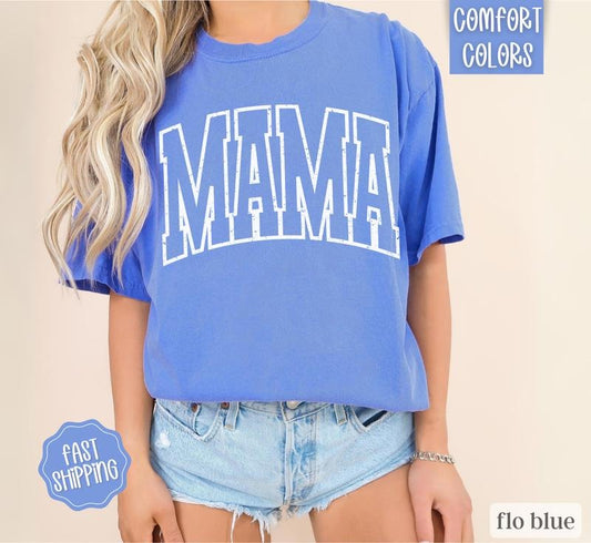 Mama Shirt Comfort Colors, Mother's Day Gift for Mom, Mama Varsity Letters Shirt, Cute Mom Shirt, Oversized Mama Tshirt