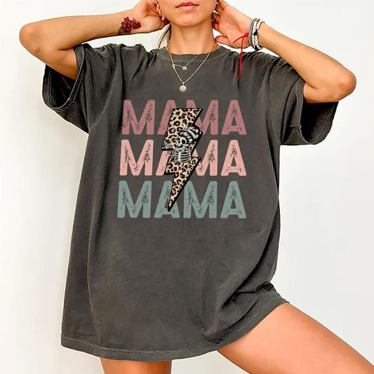 Mama Shirt, Cool Moms T-shirt, Cool Moms Club Person Graphic Printed T-shirt, Skull Mama Comfort Shirts, Soft Fabric Shirt For Mom, Mother's Day Gifts, Women's Tops, Womenswear, Cotton Fabric Relaxed Fit Chic Style