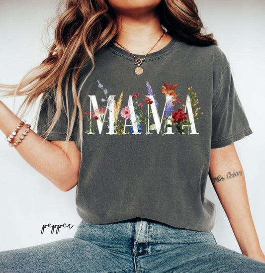 Mama Shirt, Mothers Day Gift, Floral Mom Shirt, Mothers Day Shirt, Mom Birthday Gift, Mama Tshirt Womenswear Shortsleeve...