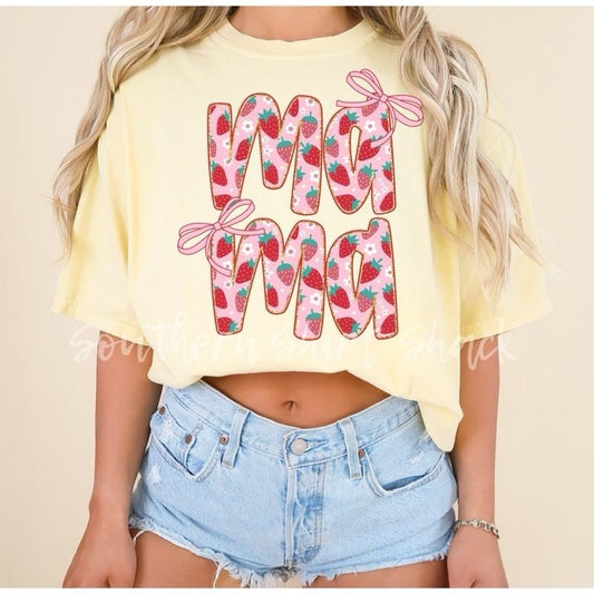 Mama Strawberry & Bows T shirt  | Banana comfort colors t shirt
